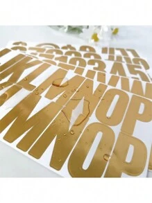 12/6张，6.35厘米防水大号金色自粘字母装饰贴纸DIY邮箱贴纸烫金字母贴纸大号字母数字符号贴纸装饰自粘