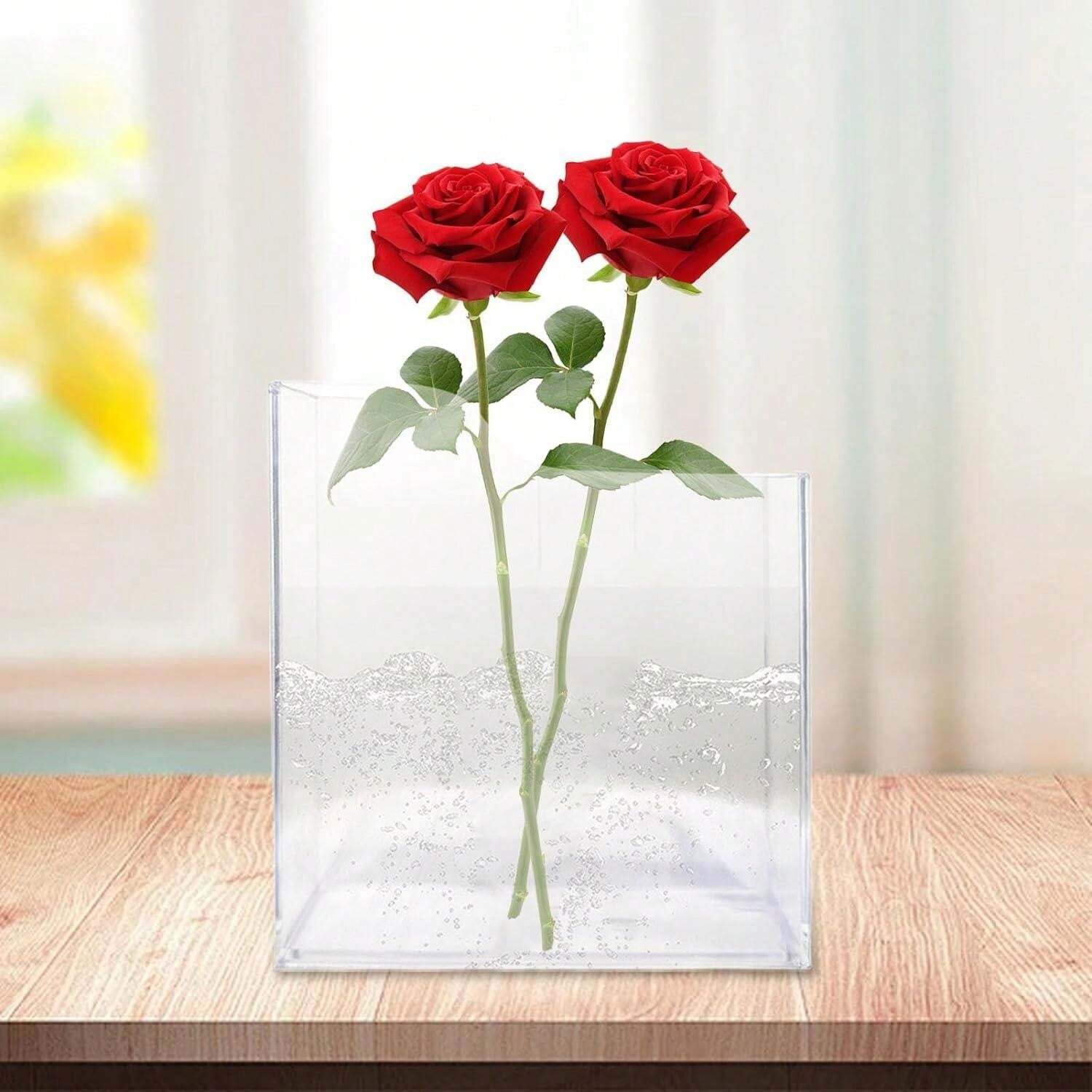 1pc Acrylic Book Vase For Flowers Plastic Clear Vases For Centerpieces
