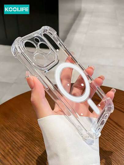 Koolife 四角防摔磁吸透明 TPU+PC 防震保护壳，带电镀独立按键，兼容 Apple 17 Pro Max/17/17 Pro/17 Air/16/16 Pro/16 Plus/16 Pro Max/11/12/12 Pro/12 Pro Max/13/13 Pro/13 Pro Max/14/14 Plus/14 Pro/14 Pro Max/15/15 Pro/15 Plus/15 Pro Max