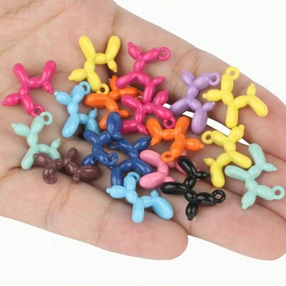 10入組混色3D氣球狗金屬吊墜手工耳環，適用於珠寶製作DIY手鍊項鍊配飾