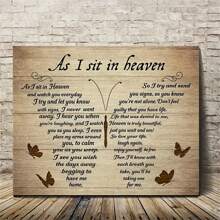 1 件蝴蝶当我坐在天堂墙壁艺术帆布，送给天堂中人们的纪念品礼物图片装饰性墙壁艺术帆布印刷现代艺术适合客厅卧室浴室（木框），房间海报，家居装饰，复古房间装饰美学，小屋风格墙壁装饰，办公室装饰 - 彩色 - 查看 1