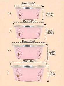 1pc Stainless Steel Pet Bowl With Paw Print, Anti-Tip And Skid-Proof Dog/Cat Bowl, Cartoon Pet Feeding Bowl For Cats And Dogs