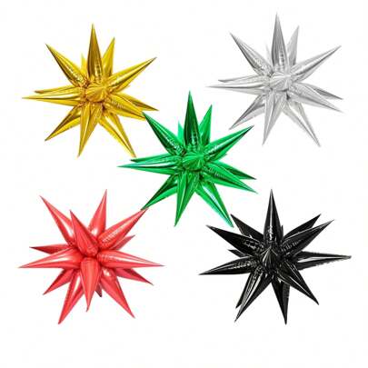 12 个/套银箔锥形气球组合，26 英寸/66.04 厘米爆炸星铝箔气球，适用于生日、婚礼、新娘送礼会、毕业典礼、周年纪念、洗礼、夏季主题派对、背景装饰、家居场景装饰、情人节、万圣节、感恩节、丰收节、返校情人节