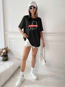 Women T-Shirts - 黑色 - 查看 1