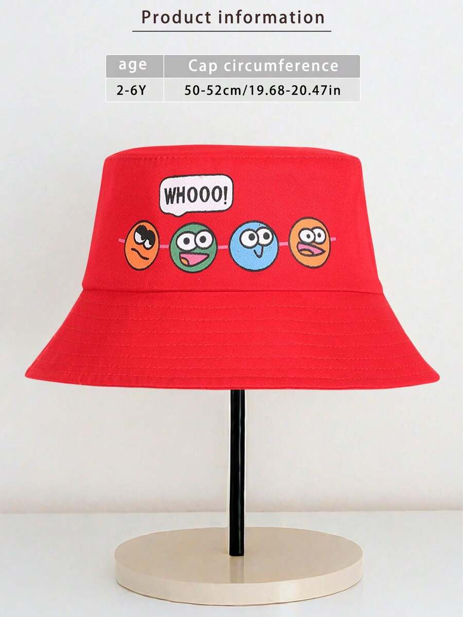 1pc Children's Cute Cartoon Printed Bucket Hat, Suitable For Daily Wear
