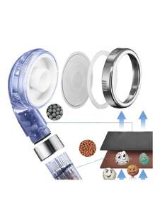 Pressurized Showerhead With 1.5m Hose, Negative Ion Maifan Stone Filter And ABS Transparent Material Bathroom Bathroom Accessories Bathroom Tools - Shower & Hose - View 2