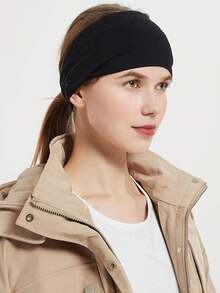 1 Cinta deportiva absorbente para el sudor en la frente - Negro - Ver 2