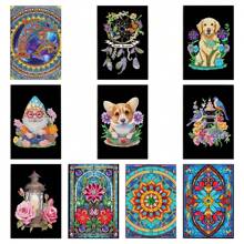 1pc Diamond Painting DIY Handmade 5D Craft Black Notebook Journal Accounting Notepad For Office Desk & Shelf, Simple And Practical To Use - Multicolor - View 1