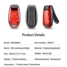 ROCKBROS Bicycle Tail Light 3 Modes Portable Cycling Helmet Rear Light Multifunctional MTB Road Bike Mini Taillight For Safty Night Riding - Black - View 6