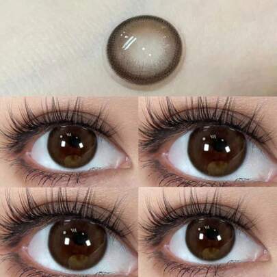 1 Pair Chocolate Colored Soft Colored Contact Lenses, Disposable For One Year, Suitable For Dates And Daily Wear Halloween Costume Cosplay