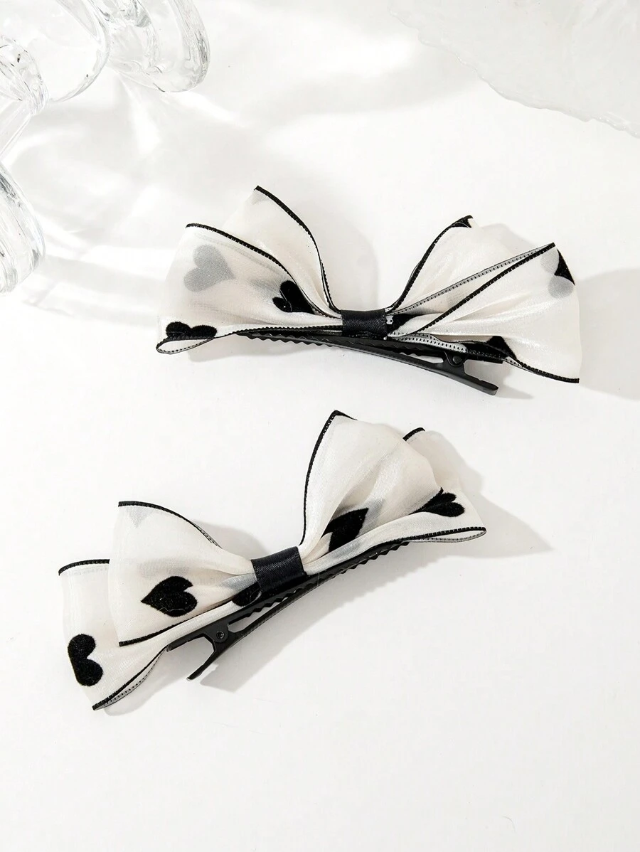 2 件女孩网状蝴蝶结发夹