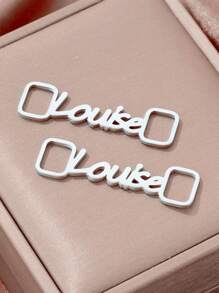 [One Pair] Personalized Name Shoelace Buckles For Men And Women, Classic Stainless Steel Design With Customized Year And Date, Shoe Decorations, Party And Graduation Gift, Perfect Birthday Present For Dear Friends - Silver - View 5