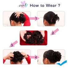 Messy Bun Hair Piece Hair Bun Scrunchies Golden Brown Synthetic Wavy Curly Chignon Ponytail Hair Extensions Thick Updo Hairpieces For Women Girls 1pc
