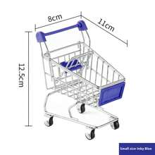 1pc Mini Simulation Supermarket Shopping Cart, Hand Push Cart, Pretend Play Model Toy, Storage Cart - Multicolor - View 13