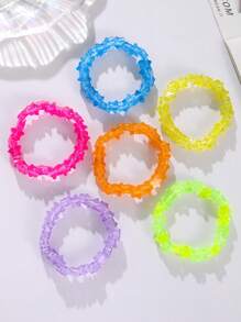 6pcs Multicolor Acrylic Beaded Bracelet With Star Charm For Daily Outfit Accessorizing