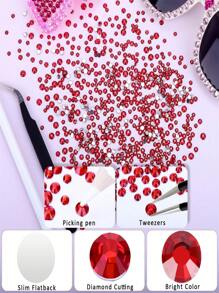 2000 piezas de 3-6mm Rhinestones de resina planos de color rojo, gemas de gelatina redondas para hacer accesorios, zapatos, ropa, cosméticos, bolsos, decoración del Día de San Valentín