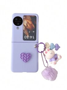 Galaxy Z Flip 5/4/3 5G、OPPO Find N3Flipに対応 カートゥーン風 キャンディーカラー ペンダント付き スマホケース - モーヴパープル - チェックする 6