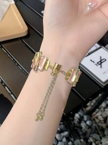Huastonband 1件年輕時尚女款手錶錶帶，經典奢華亮金與多彩時尚女孩手鍊，方形彈性可調節多彩玫瑰金手鍊，適用於Ultra 2 1 Se S9/8/7/6/5/4/3/2/1系列，適合女孩、同學、親戚、朋友、派對，智慧手錶38/40/41mm 42/44/45/49mm配件錶帶，熱銷新品 - 金色 - 查看 8