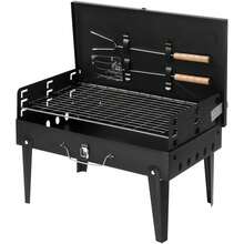 Portable Black Square Charcoal Grill Cast Iron - 彩色 - 查看 3