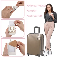 Personalized Initial Luggage Tags For Suitcases, Leather Chenille Letter Cute Luggage Tags With Privacy Cover Name Card, Embroidered Luggage Travel Bag Tags Gifts For Women Men Kids Teens Luggage Tag Travel Accessories Travel Essentials Travel Organizer For Beach Summer Vacation Back To School Bag For School School Accessories School Stuff - White - View 11