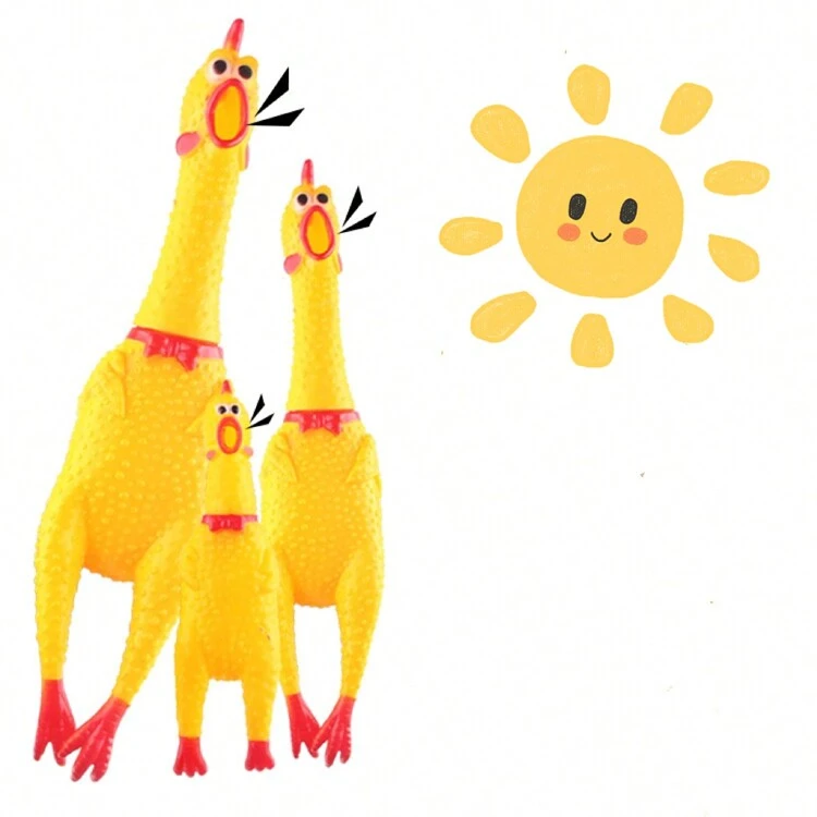 1pc Rubber Chicken Squeaky Toy, Yellow Rubber Chicken Toy, Various Sizes Funny Squeeze Toy, Classic Prank Gift, Novelty Toy, Squeezing Squeaky Chicken For Parties, Pranks, Practical Jokes, And Noise Reduction Gifts - Multiple Styles - View 1
