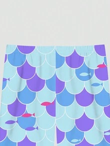 Tween Girl 4pcs Mermaid Short Sleeve And Shorts Pajama Set - Multicolor - View 6