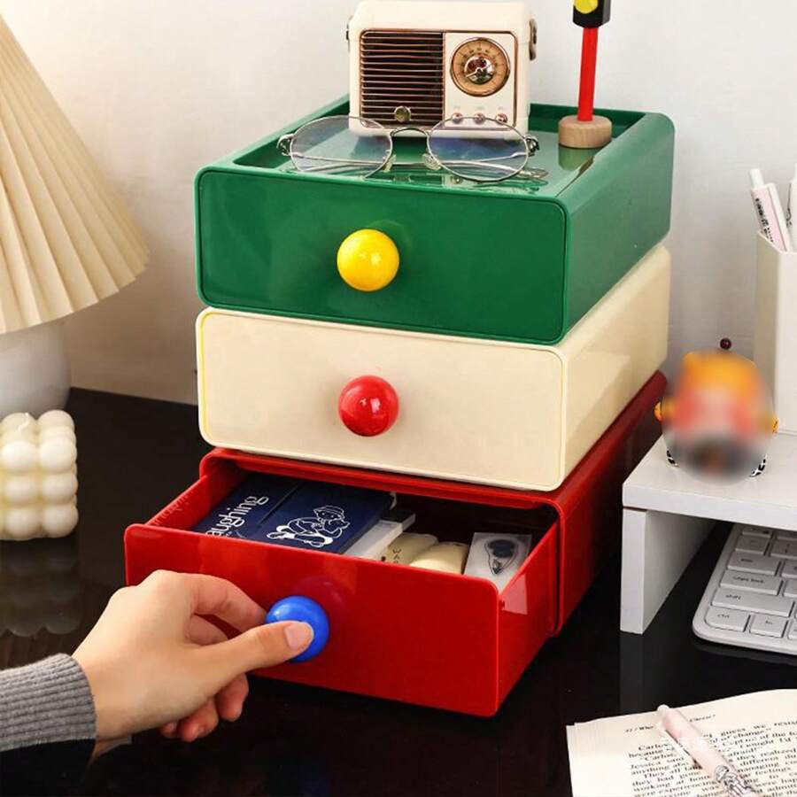 1pc Desktop Storage Box With Drawers, Simple Home & Office Desk