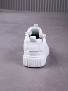 Zapatillas blancas con suela gruesa y tacón alto, populares entre los talla grande vendidos, versátiles y modernos zapatos planos casuales - Blanco - Ver 7