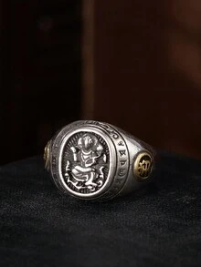 1 Tượng Phật Khắc Hoàng Đạo Trung Quốc 8 Nhẫn Phong Cách Retro, Unisex, Để Bảo Vệ, Cặp Đôi, Quà Tặng Cho Bạn Trai Và Bạn Gái, Tiệc, Đám Cưới, Đính Hôn, Trang Phục Hàng Ngày, Nhẹ Nhàng Và Đa Năng - Tám chiếc nhẫn hộ mệnh - Xem 14