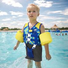 Kids Swim Vest Float Armbands, Toddler Jacket-Style Swimming Buoyancy Flotation With Adjustable Straps Children Float Jacket For Boys Girls(1-6 Years/9-30 KG) - Yellow Lines - View 6