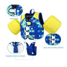 Kids Swim Vest Float Armbands, Toddler Jacket-Style Swimming Buoyancy Flotation With Adjustable Straps Children Float Jacket For Boys Girls(1-6 Years/9-30 KG) - Yellow Lines - View 5