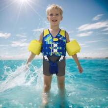 Kids Swim Vest Float Armbands, Toddler Jacket-Style Swimming Buoyancy Flotation With Adjustable Straps Children Float Jacket For Boys Girls(1-6 Years/9-30 KG) - Yellow Lines - View 7