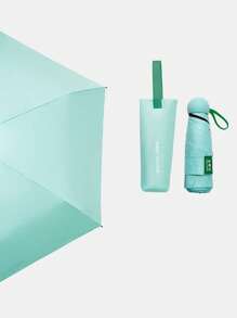 Ô che nắng 6 sườn màu xanh ngọc lam, Ô gấp 5 ô tươi mát và đơn giản dành cho nữ, Kem chống nắng và chống tia cực tím - màu ngọc lam - Xem 1