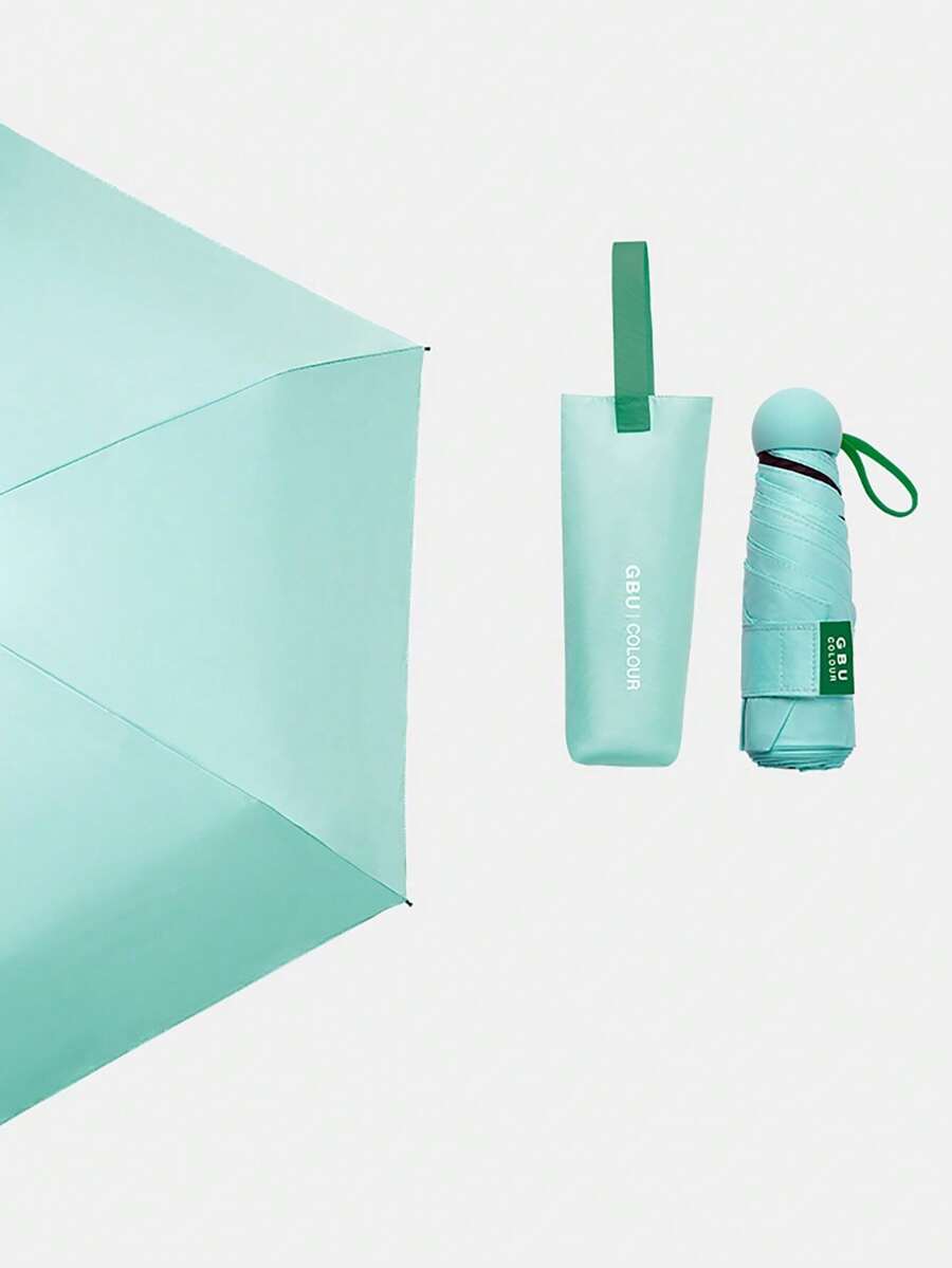 Ô che nắng 6 sườn màu xanh ngọc lam, Ô gấp 5 ô tươi mát và đơn giản dành cho nữ, Kem chống nắng và chống tia cực tím - màu ngọc lam - Xem 1