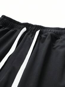 Japanese-Style Men's Wide-Leg Silk Trousers, Loose And Hanging, Casual Straight Pants For Summer - Black - View 3