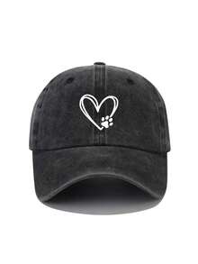 1 pieza Gorra de béisbol unisex con estampado de huella de corazón y pata, gorra casual de protección solar al aire libre adecuada para viajes de primavera y otoño y vacaciones en la playa, sombrero juvenil de estilo Y2K - imprimir - Ver 10