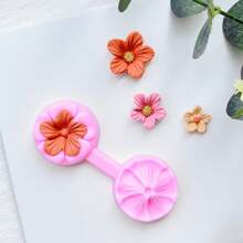 1pc/2pcs Round Or Square Petal Shaped Silicone Mold, Used For Earring Making With Polymer Clay - Pink - View 4