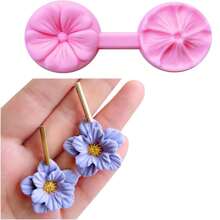 1pc/2pcs Round Or Square Petal Shaped Silicone Mold, Used For Earring Making With Polymer Clay - Pink - View 2