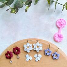 1pc/2pcs Round Or Square Petal Shaped Silicone Mold, Used For Earring Making With Polymer Clay - Pink - View 6