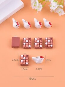 10pcs/Pack Mix Style Lovely Hen Egg Plate Resin Charms For Women DIY Jewelry Making - Multicolor - View 3
