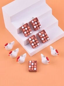 10pcs/Pack Mix Style Lovely Hen Egg Plate Resin Charms For Women DIY Jewelry Making - Multicolor - View 2