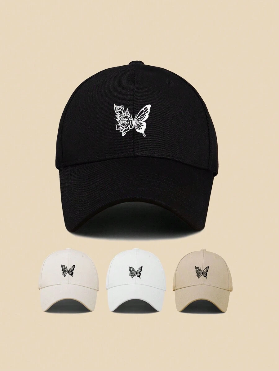 1pc Women's Butterfly Abstract Printed Adjustable Baseball Cap, Simple And Casual Style, Suitable For Daily Wear And Travel - Multicolor - View 1