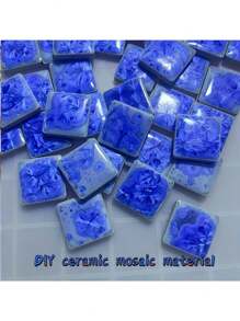 1 gói/100g/3.53oz Gạch khảm gốm hình vuông tự làm hoa màu xanh lam rực rỡ - Gạch bền Thích hợp cho trang trí ngoài trời và trong nhà - Hoàn hảo cho sân vườn, khung cửa, cầu thang và trang trí nhà cửa, thiết kế đồ án tốt nghiệp - FCS-4 - Xem 3