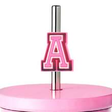 1入組字母吸管裝飾，粉色可愛吸管裝飾，適用於0.4英吋吸管，派對裝飾