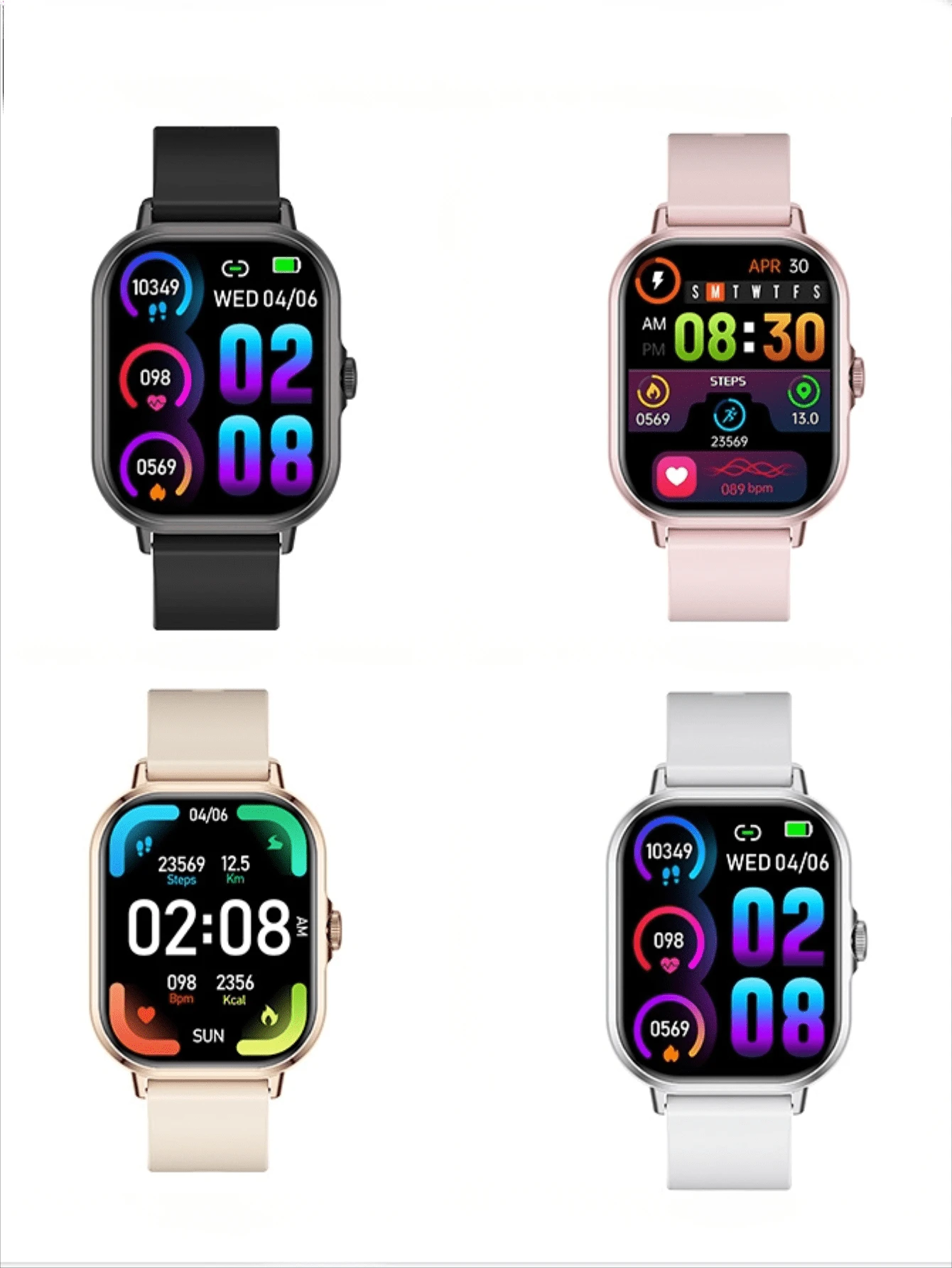 Montre Connectée FITVII 2024 - Tracker Santé Avec Appels, Fréquence Cardiaque 24/7 Et 120 Sports
