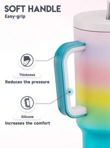 40oz/1.2L Handled Vacuum Insulated Water Bottle, Stainless Steel Travel Tumbler, Leak-Proof Lid & Straw, Keeps Cold For 34hrs Or Hot For 10hrs (Blue, Green, Yellow, Red, Purple, Pink Gradient) - Lilac Purple - View 5