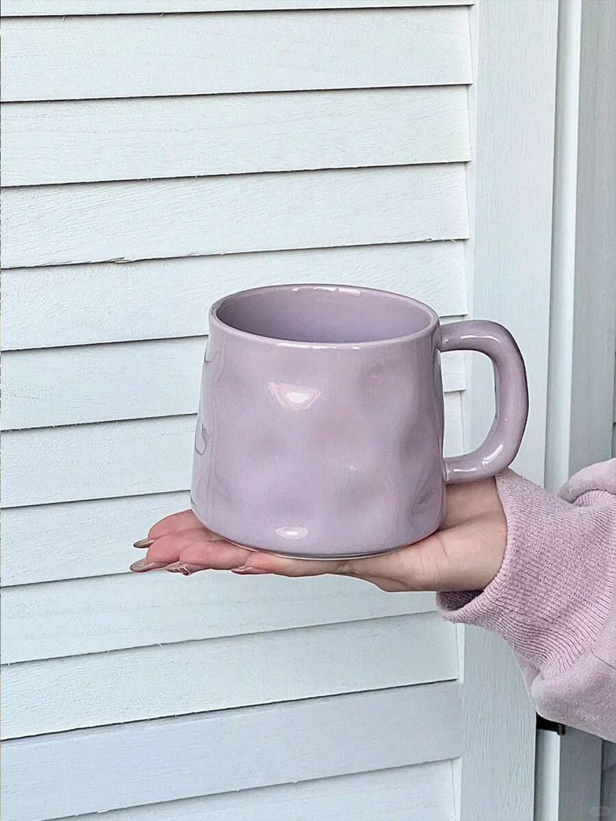CMYD Studio 1 件 400 毫升手工纹理陶瓷咖啡杯，不对称北欧风格茶杯，适合家庭、卧室、办公室、礼物、家庭聚会