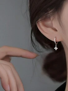 1 paire de boucles d'oreilles pendantes charmeuses et minimalistes en fleur de cuivre avec zircone pour femmes