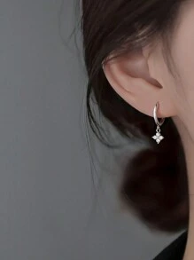 1 paire de boucles d'oreilles pendantes charmeuses et minimalistes en fleur de cuivre avec zircone pour femmes