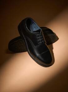 Men's Dress Oxford Shoes Classic Lace Up Formal Cap Toe Shoes - màu đen - Xem 1